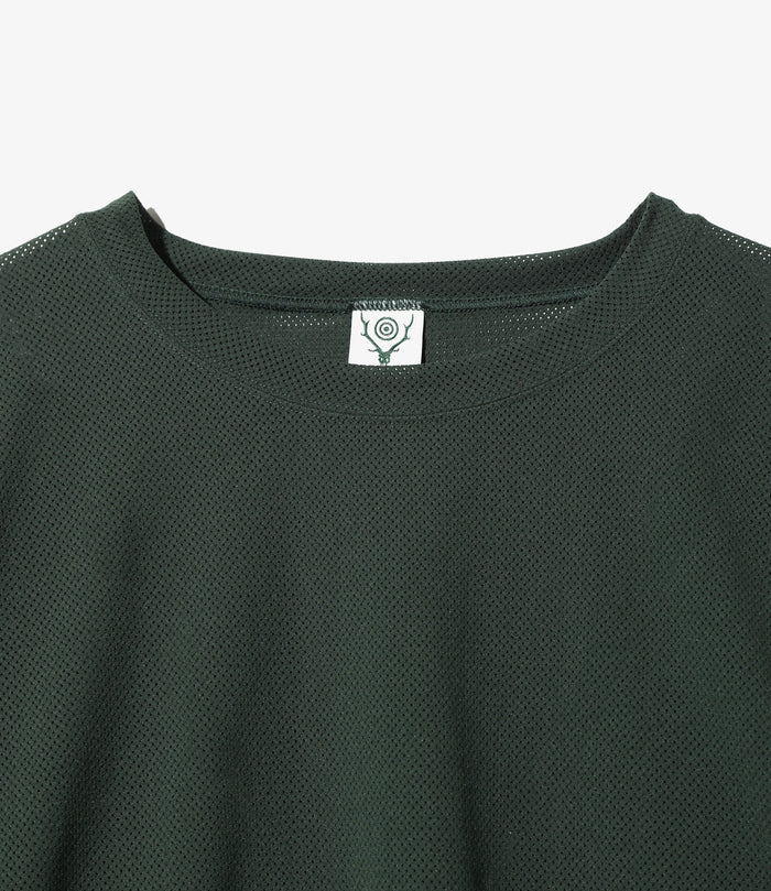 Crew Neck Shirt - Dk. Green - Knit Mesh
