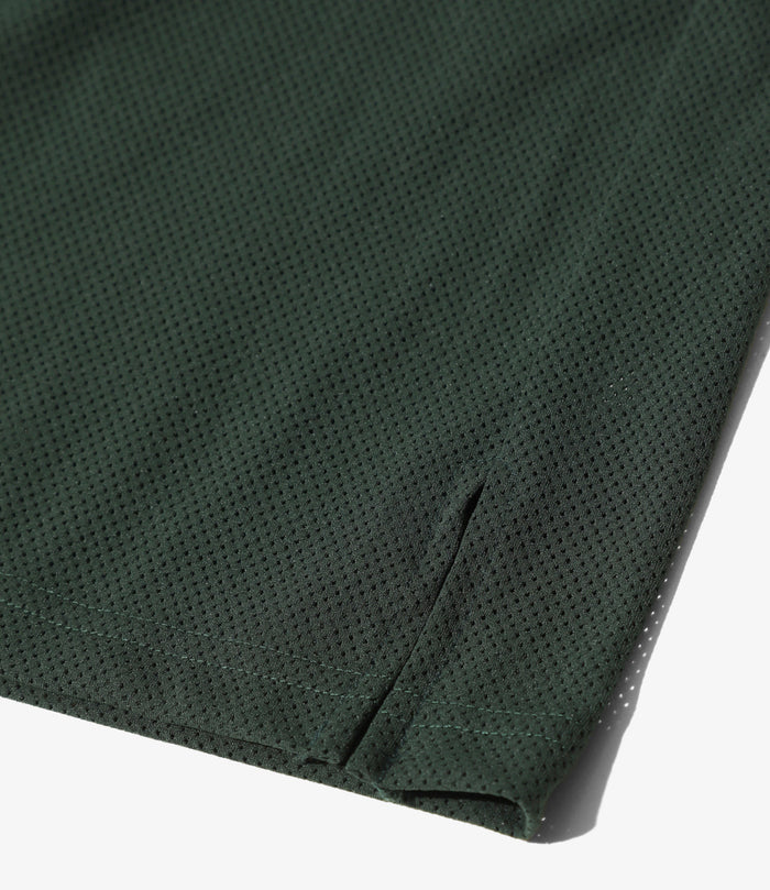 Crew Neck Shirt - Dk. Green - Knit Mesh