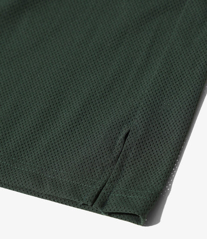 Crew Neck Shirt - Dk. Green - Knit Mesh