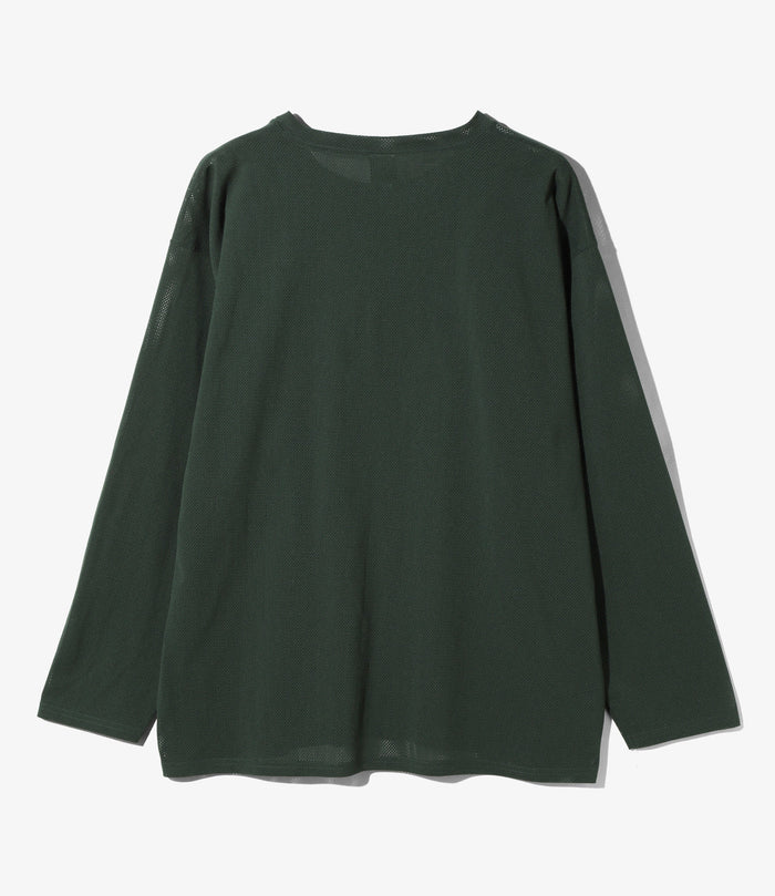 Crew Neck Shirt - Dk. Green - Knit Mesh