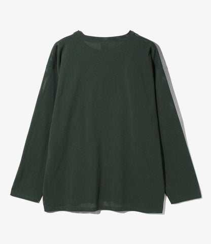 Crew Neck Shirt - Dk. Green - Knit Mesh