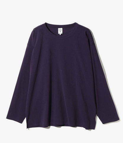 Crew Neck Shirt - Dk. Purple - Knit Mesh