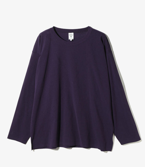 Crew Neck Shirt - Dk. Purple - Knit Mesh