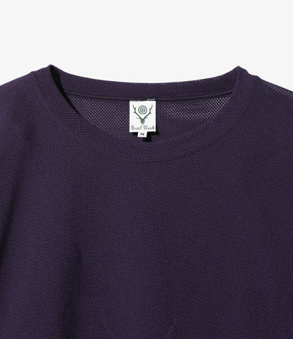 Crew Neck Shirt - Dk. Purple - Knit Mesh