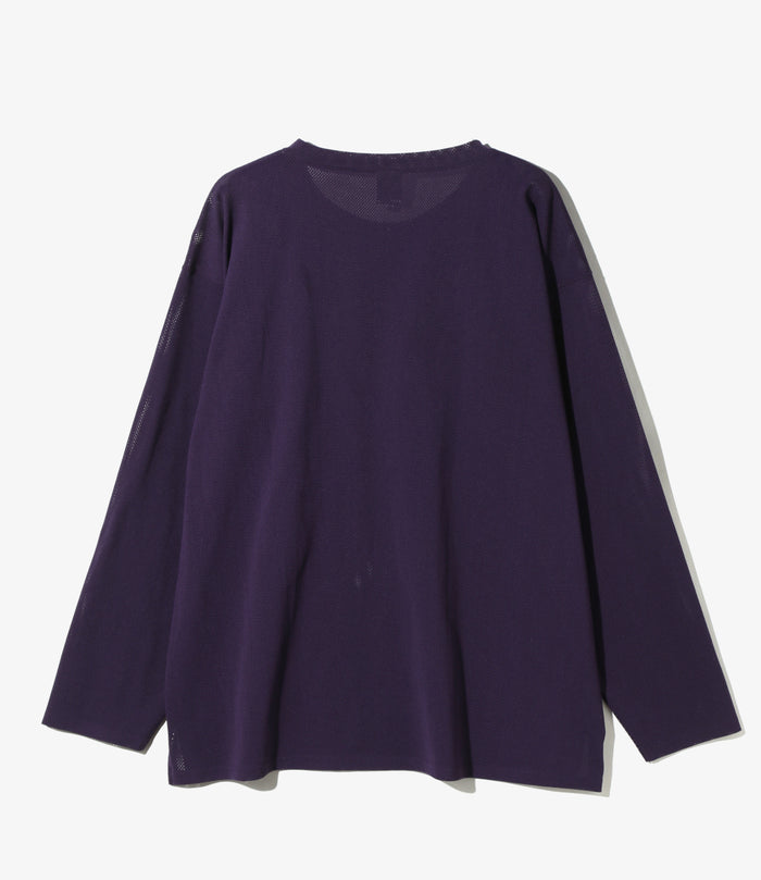 Crew Neck Shirt - Dk. Purple - Knit Mesh