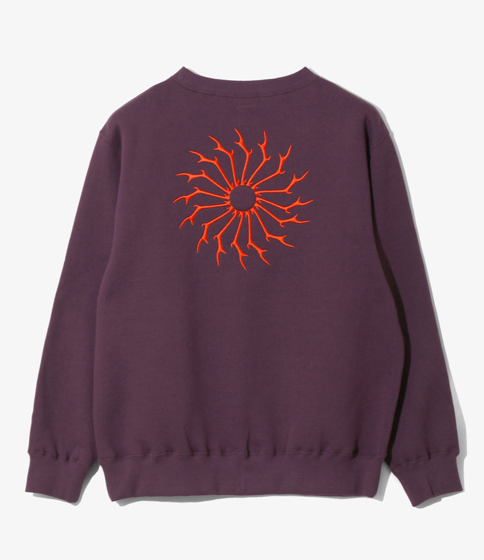 Crew Neck Sweat Shirt - Purple - Cotton French Terry