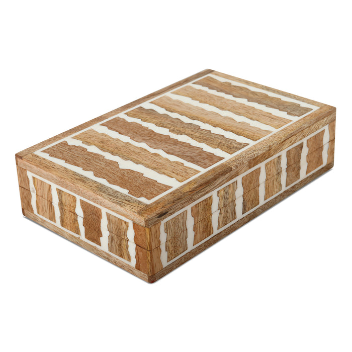 Handmade Decorative Box Kept Safari Pattern Wood & Resin Inlay Brown White available in 7 sizes, for jewelry and keepsake storage