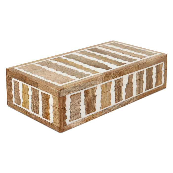 Handmade Decorative Box Kept Safari Pattern Wood & Resin Inlay Brown White available in 7 sizes, for jewelry and keepsake storage