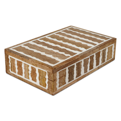 Handmade Decorative Box Kept Safari Pattern Wood & Resin Inlay Brown White available in 7 sizes, for jewelry and keepsake storage