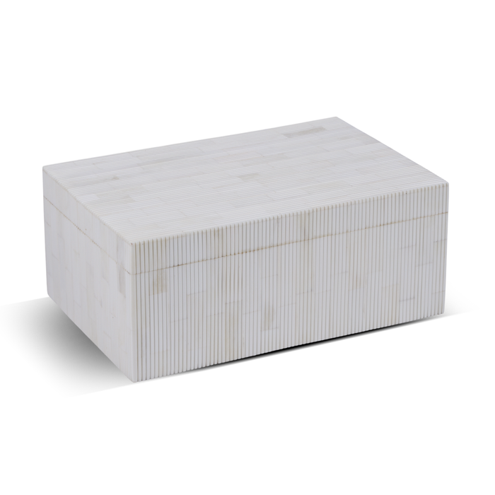 Handmade Decorative Box Pin Stripped Bone Inlay, White, 2 Sizes, for jewelry and keepsake storage