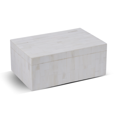 Handmade Decorative Box Pin Stripped Bone Inlay, White, 2 Sizes, for jewelry and keepsake storage