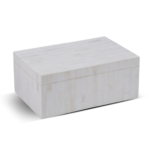 Handmade Decorative Box Pin Stripped Bone Inlay, White, 2 Sizes, for jewelry and keepsake storage