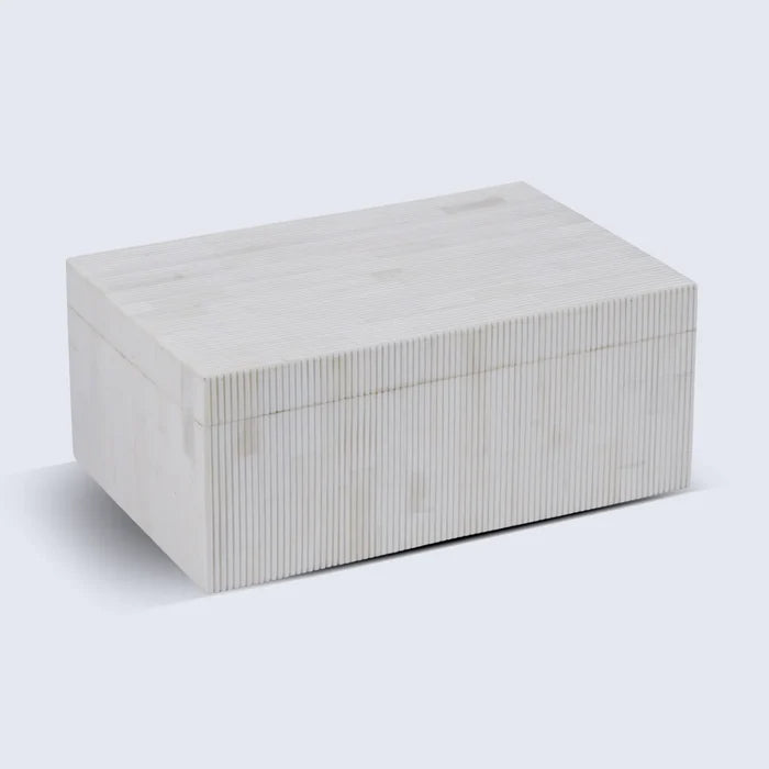 Decorative Box Pin Stripped Bone Inlay, White, 2 Sizes