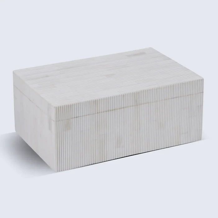 Decorative Box Pin Stripped Bone Inlay, White, 2 Sizes