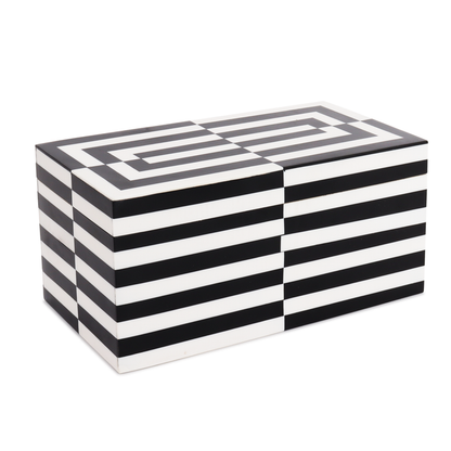 Handmade Decorative boxes Puzzle slide black white Resin Inlay available in 7 sizes, for jewelry and keepsake storage