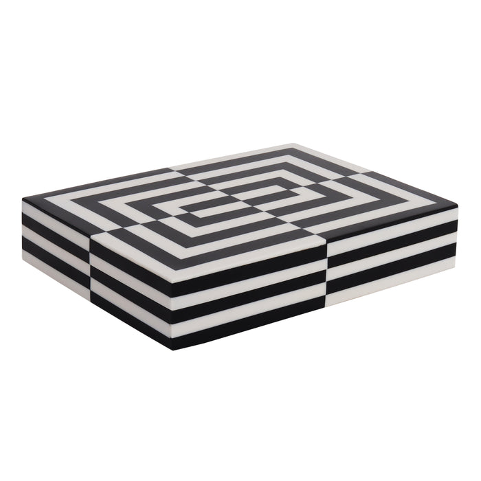 Handmade Decorative boxes Puzzle slide black white Resin Inlay available in 7 sizes, for jewelry and keepsake storage