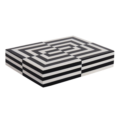 Handmade Decorative boxes Puzzle slide black white Resin Inlay available in 7 sizes, for jewelry and keepsake storage