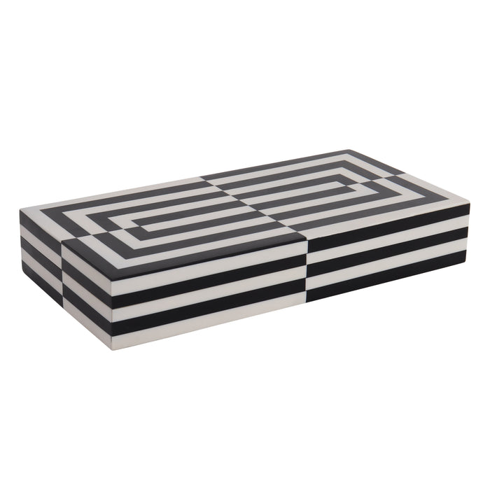 Handmade Decorative boxes Puzzle slide black white Resin Inlay available in 7 sizes, for jewelry and keepsake storage