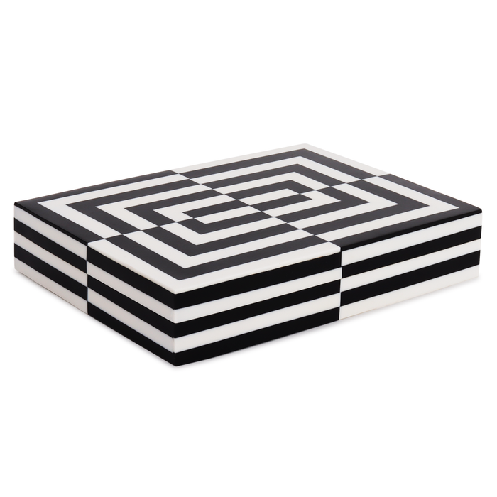 Handmade Decorative boxes Puzzle slide black white Resin Inlay available in 7 sizes, for jewelry and keepsake storage