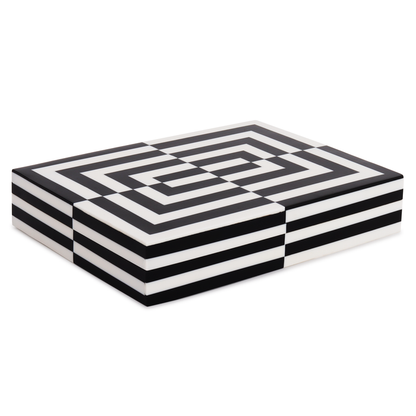 Handmade Decorative boxes Puzzle slide black white Resin Inlay available in 7 sizes, for jewelry and keepsake storage