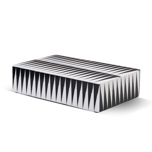 Handmade Decorative Storage Box Monochrome Collection Resin Inlay Black & White – 10x6"