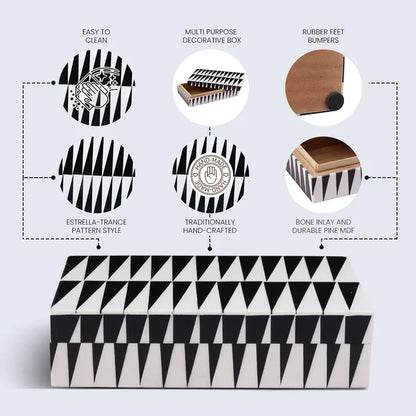 Decorative Storage Box Monochrome Collection Resin Inlay Black & White – 10x6"