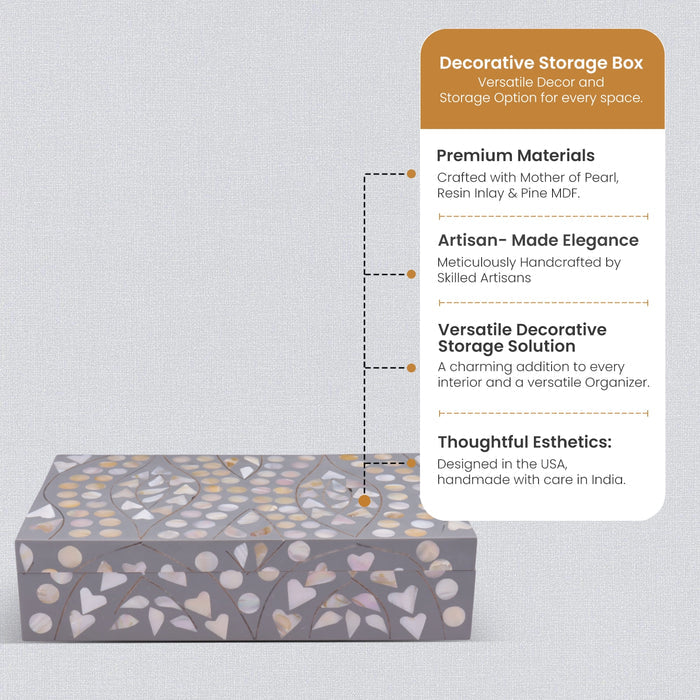 Decorative Storage Box Polka Prism Collection Mother of Pearl & Resin Inlay Grey – 10x6"