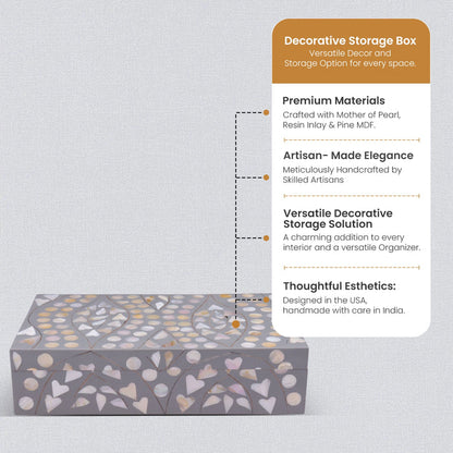 Decorative Storage Box Polka Prism Collection Mother of Pearl & Resin Inlay Grey – 10x6"