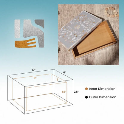 Decorative Storage Box Polka Prism Collection Mother of Pearl & Resin Inlay Grey – 10x6"