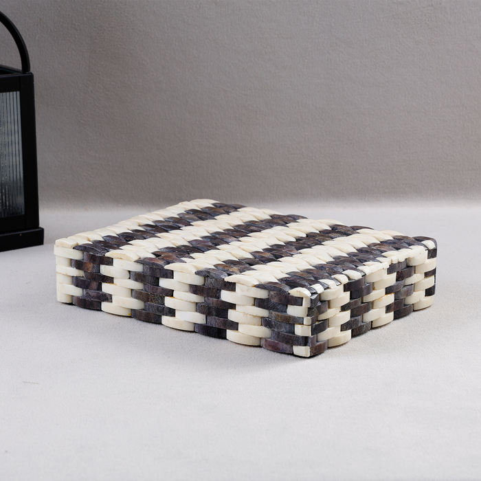 Decorative Storage Box Weave Collection Bone Inlay 8x6x1 .5 inches