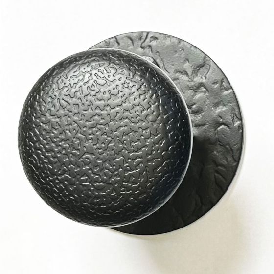 Double Knob Passage Set - 2-3/8" Inch Backset - Round Rose - Matte Black Finish - Sold as Set