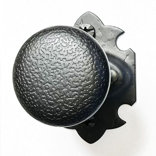 Double Knob Privacy Set - 2-3/8" Inch Backset - Raised Warwick Rose - Matte Black Finish - Sold as Set