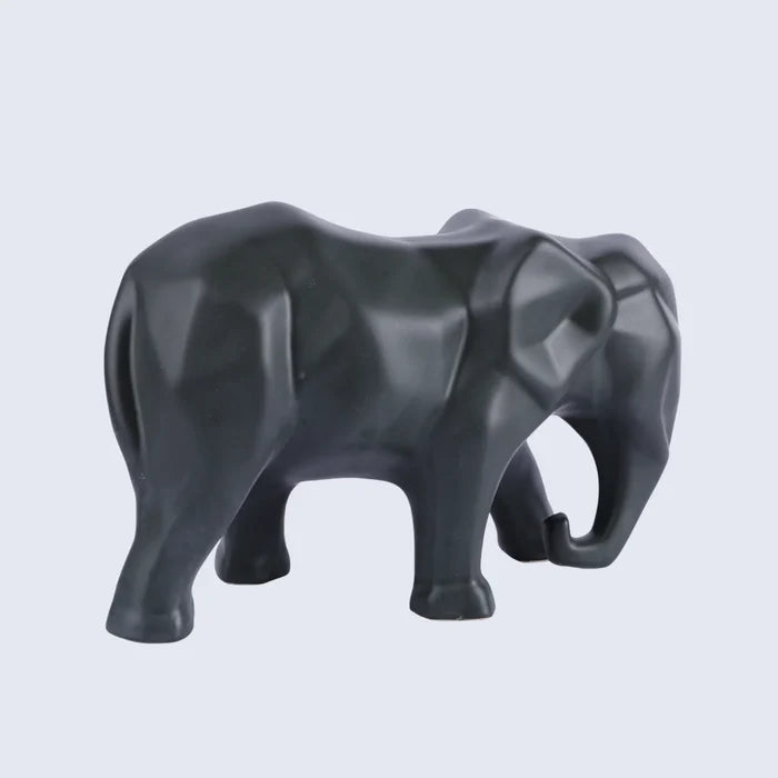 Handmade Eleform black elephant sculpture geometric modern ceramic home decor accent
