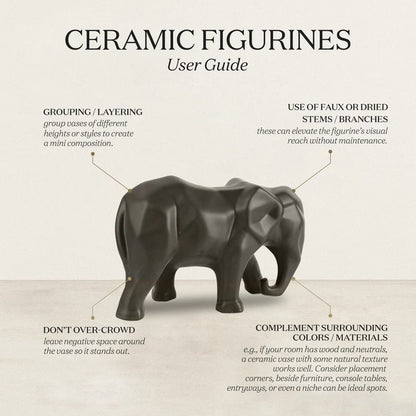 eleform black elephant sculpture geometric modern ceramic home decor accent