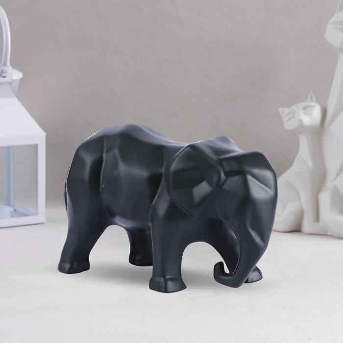 eleform black elephant sculpture geometric modern ceramic home decor accent