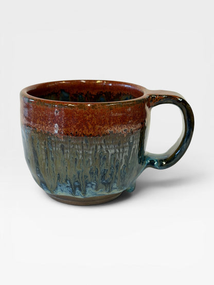 Espresso Cup, 4oz - Blue with Copper Red Rim