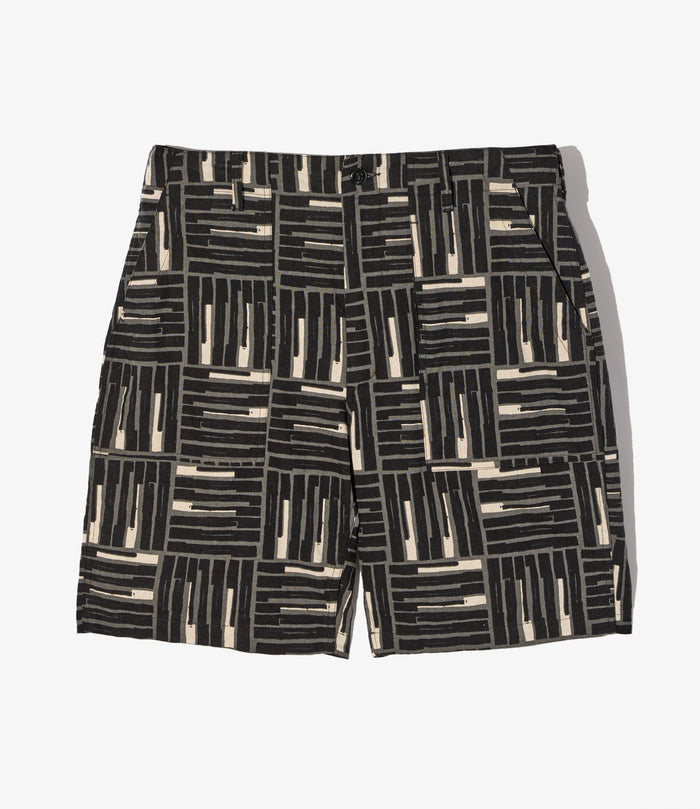 Fatigue Short - Black Tile Print Cotton Canvas