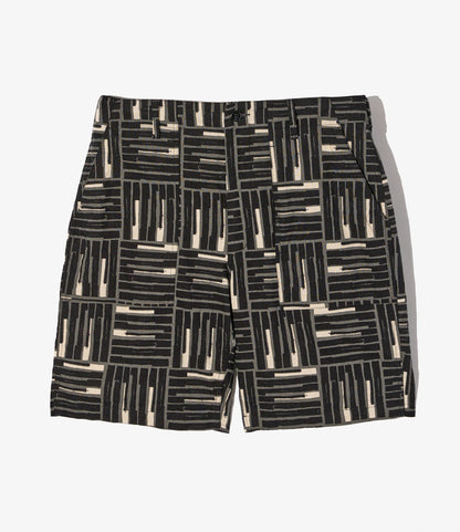 Fatigue Short - Black Tile Print Cotton Canvas