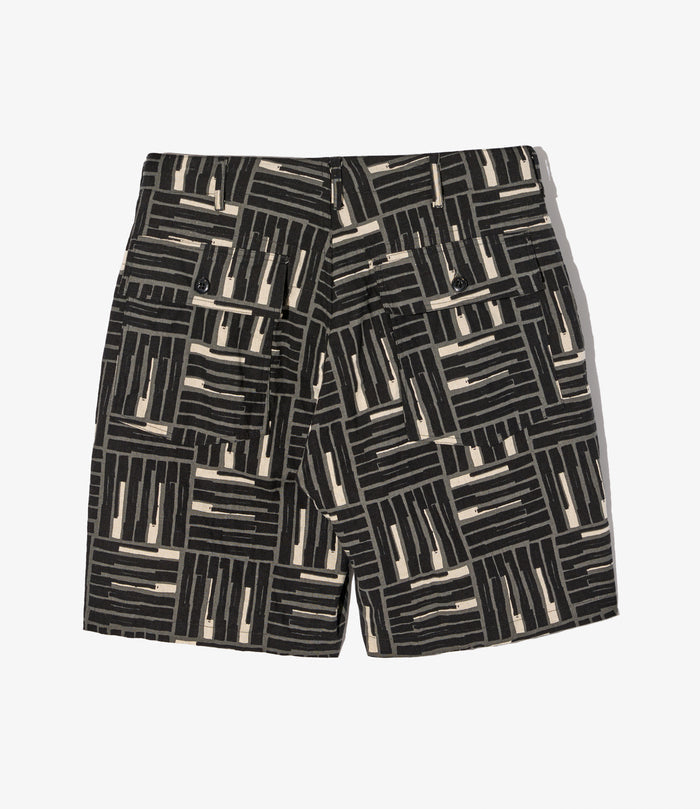 Fatigue Short - Black Tile Print Cotton Canvas