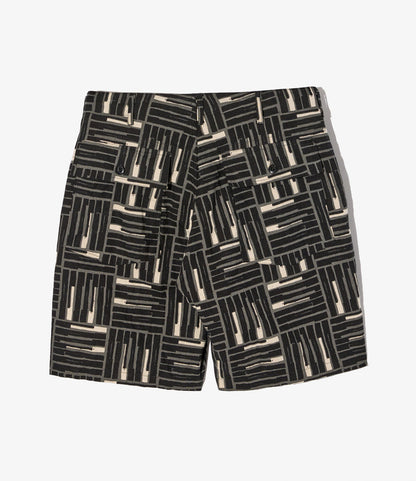 Fatigue Short - Black Tile Print Cotton Canvas