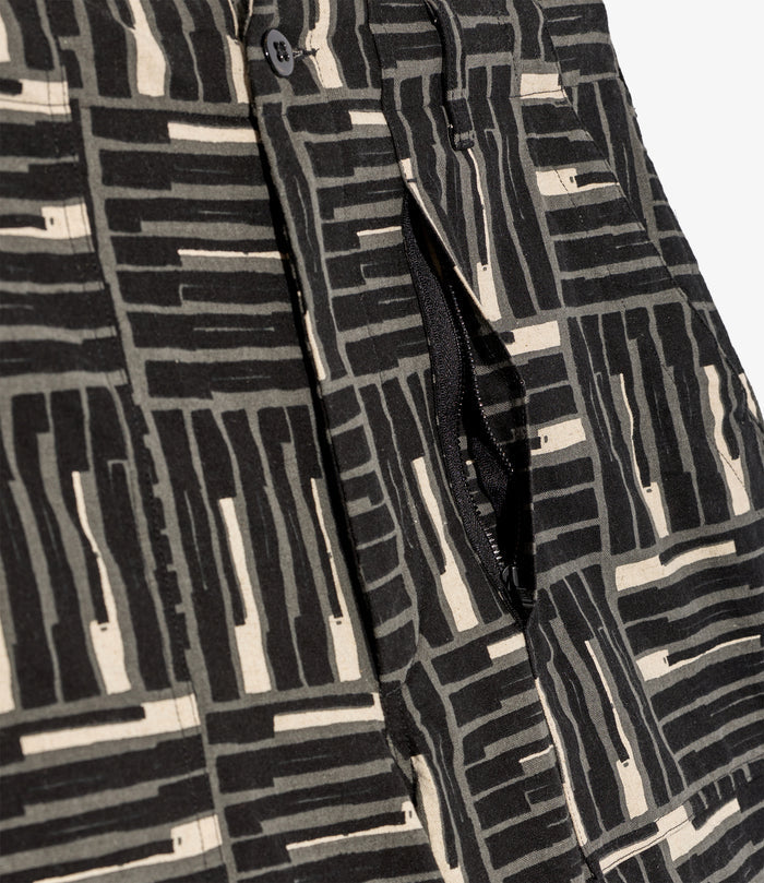 Fatigue Short - Black Tile Print Cotton Canvas