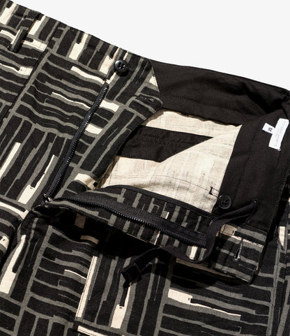 Fatigue Short - Black Tile Print Cotton Canvas