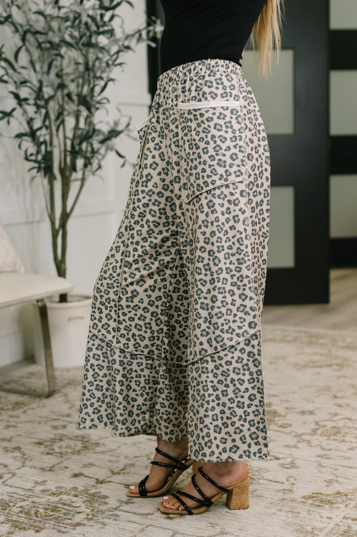 Follow the Flow Wide Leg Leopard Print Bottoms