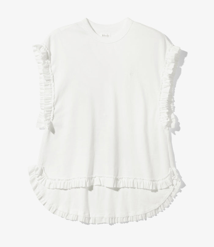 Frill Tail Sleeveless Tee - White