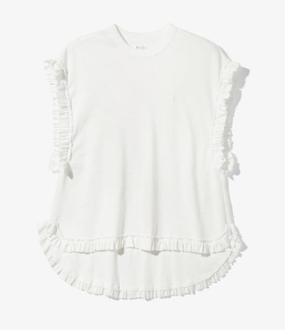 Frill Tail Sleeveless Tee - White