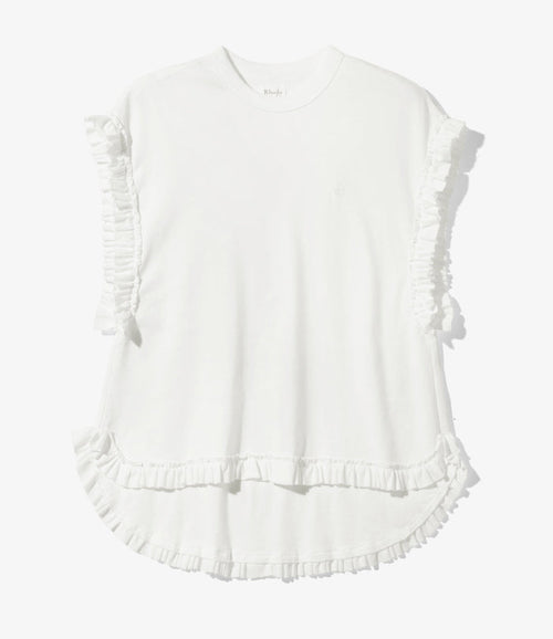 Frill Tail Sleeveless Tee - White
