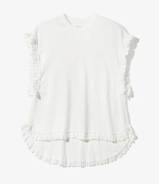 Frill Tail Sleeveless Tee - White