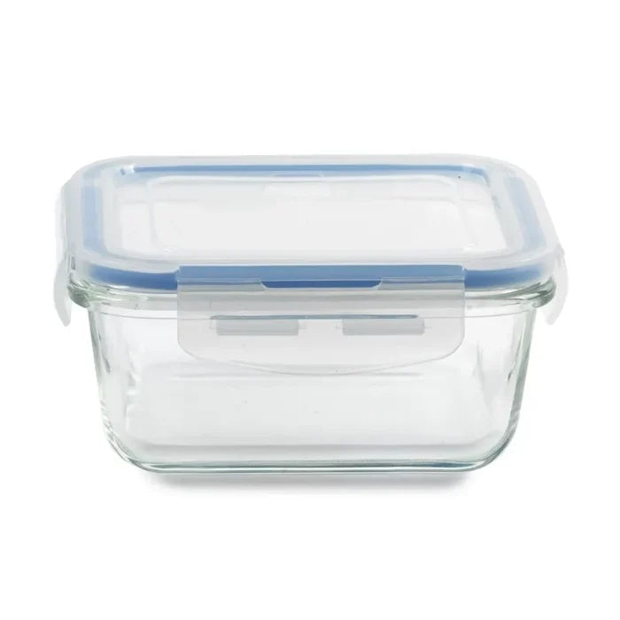 Glass Container Square Blue - 1.3 cup