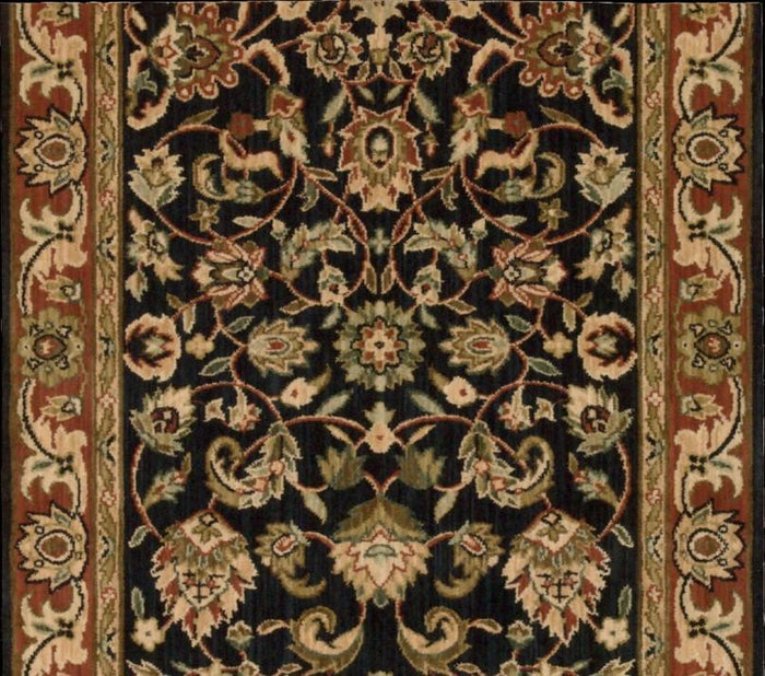 Nourison Stair Runner Grand Parterre Stair Runner Kashan PT05-MIDNIGHT 30IN Sold By the Foot