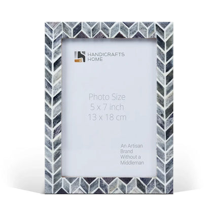 Handmade Grey Bone Inlay Picture Frame Arctic Smoke Col. 4x6 5x7 8x10, for tabletop or wall display